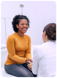 Patient speaking with her physician