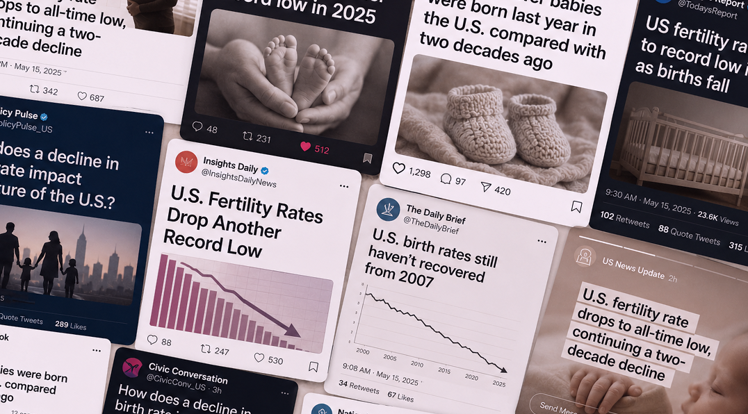 U.S. fertility rate data collage